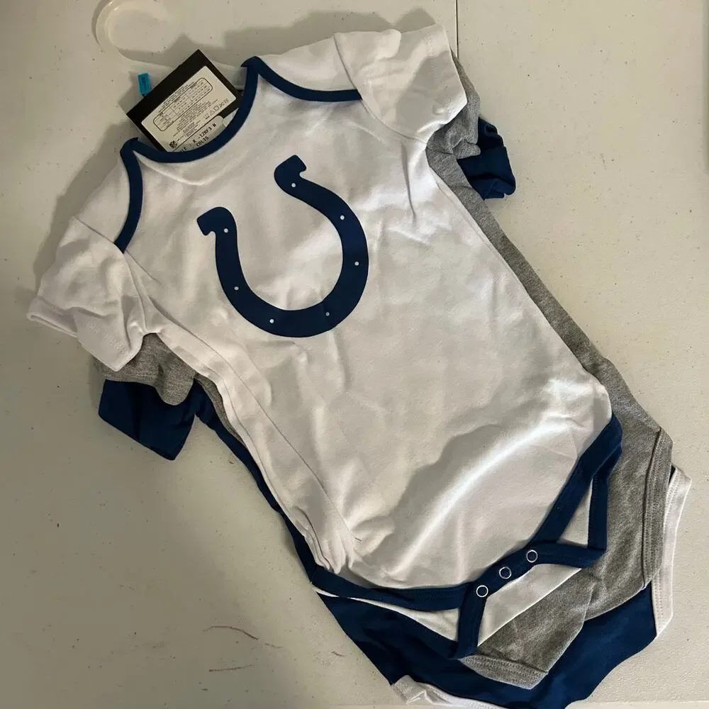 NEW! INDIANAPOLIS COLTS NFL Infant Baby 3 Piece Tiny Fan Bodysuit Bodysuit SET